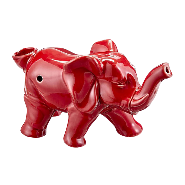 Ceramic Special Dry Hand Pipe / Lucky Elephant Red
